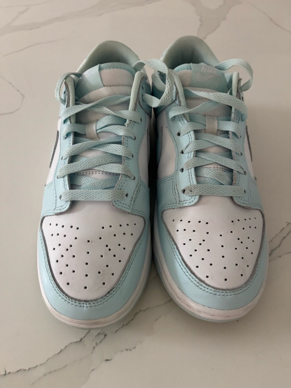 Nike Low-Top Sneakers in White & Pale Blue